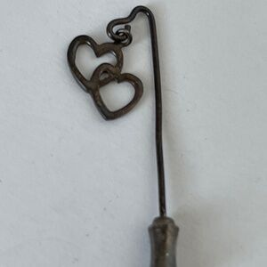 Stick Pin Dangling Interlocking Hearts Signed JFC STER Vintage